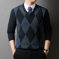 Winter Warm New Men's Plaid V-neck Long