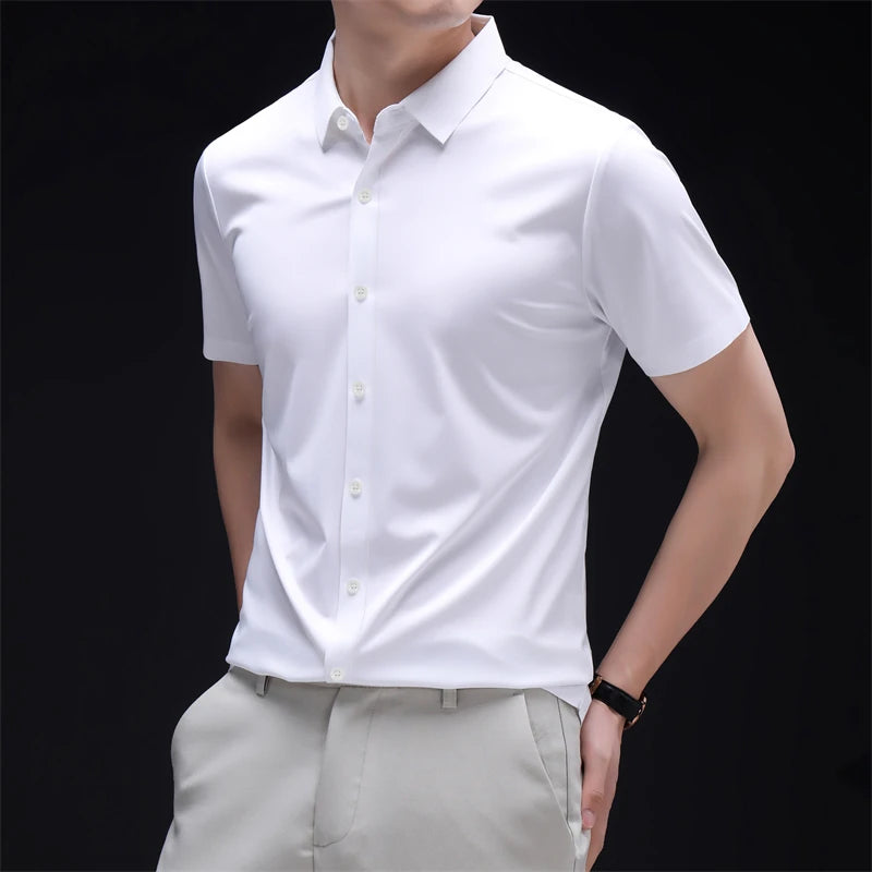 New Men's Business Casual Short Sleeved Solid