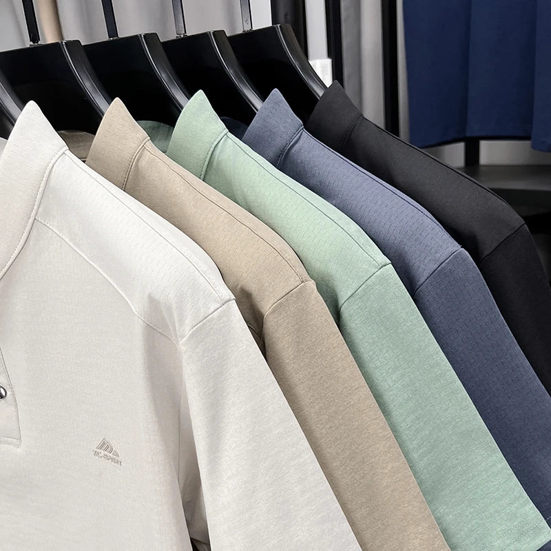 Mens Mandarin Collar Sport Polo Shirt Short